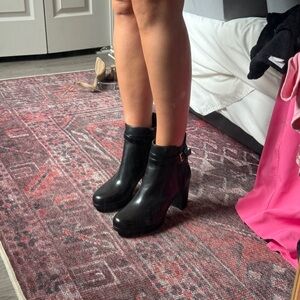 Vionic Black Ankle Boots with Buckle Detail